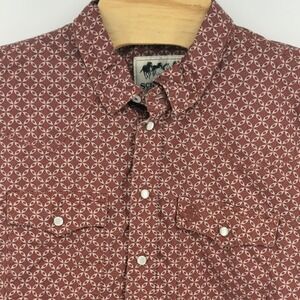 Schaefer Outfitter Mens LT Rust Geometric Print Western Pearl Snap Shirt 2050